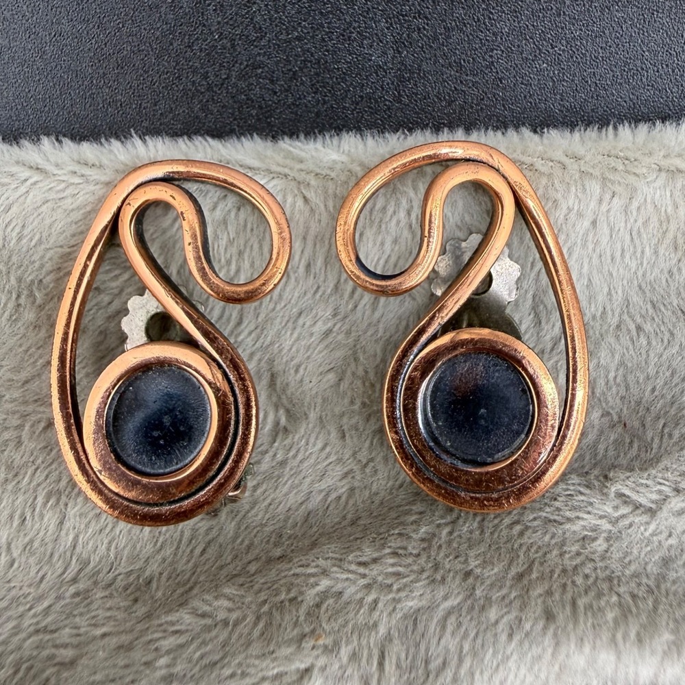 Vintage Renoir Clip On‎ Earrings MCM Copper Signed
